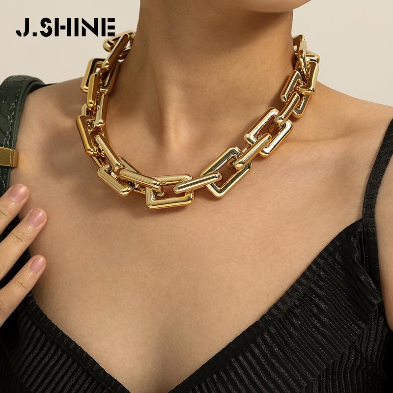 Изображение товара: JShine панк цепочка с замком, массивное ожерелье для женщин в стиле хип-хоп, крупное массивное ожерелье, готическое колье, ожерелье, ювелирные изделия в стиле стимпанк