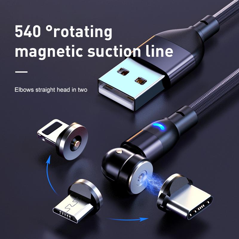Изображение товара: Вращающийся на 540 градусов Магнитный зарядный кабель Micro USB Тип C провод Магнитный зарядный Шнур для iPhone 11 Pro XS Max Samsung Xiaomi Line