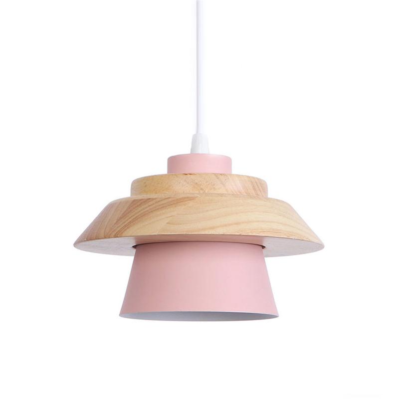 Изображение товара: Светодиодный подвесной светильник в скандинавском стиле, железная деревянная лампа розового цвета для спальни, декоративное освещение для гостиной