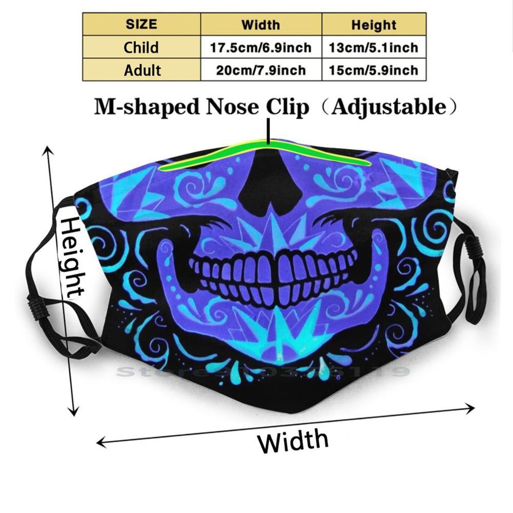 Изображение товара: Многоразовая маска для лица Zia Sugar Skull (синий), с фильтрами, для детей, День мертвых, 505, Новая Мексика