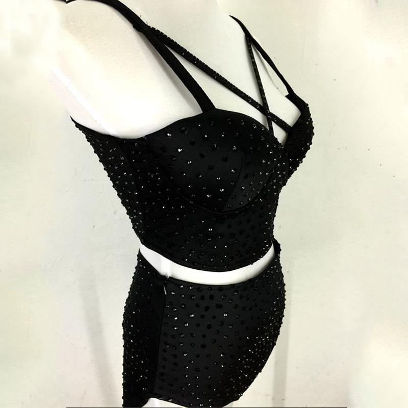 Изображение товара: Женский костюм для джазовых танцев, бюстгальтер со стразами, брюки с высокой талией для танцев на Пилоне, сексуальный наряд для ночного клуба, певицы, одежда в стиле 