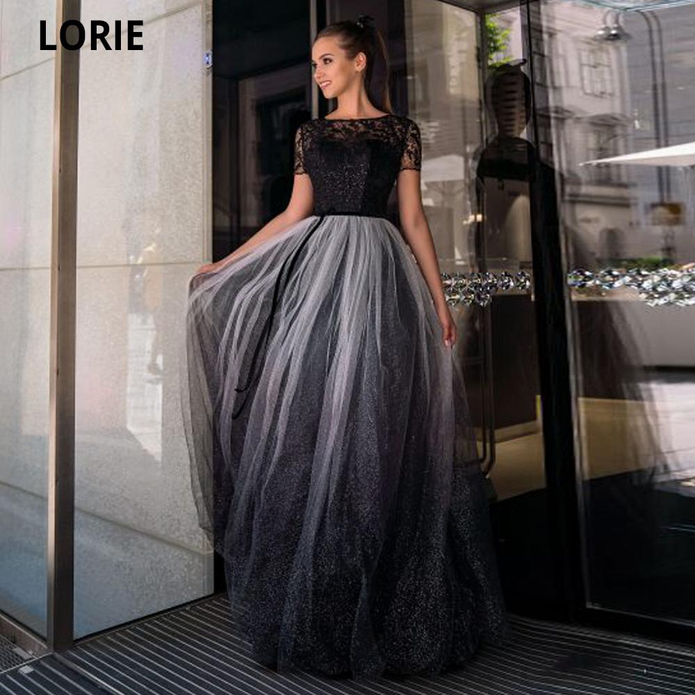 Изображение товара: LORIE/черное кружевное платье для выпускного вечера, винтажные вечерние платья с коротким рукавом для особых случаев, платья 2021, школьные выпускные платья