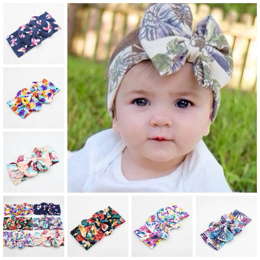 Изображение товара: Yundfly Hot Baby Girls Flower Pattern Headband Newborn Printing Knotted Headwrap Children Bowknot Hair Band Accessories