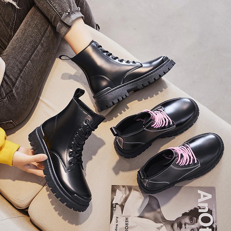 Изображение товара: Осенне-зимние ботинки с высоким берцем, водонепроницаемые мотоциклетные ботинки на платформе, уличные трендовые ботинки с большим носком