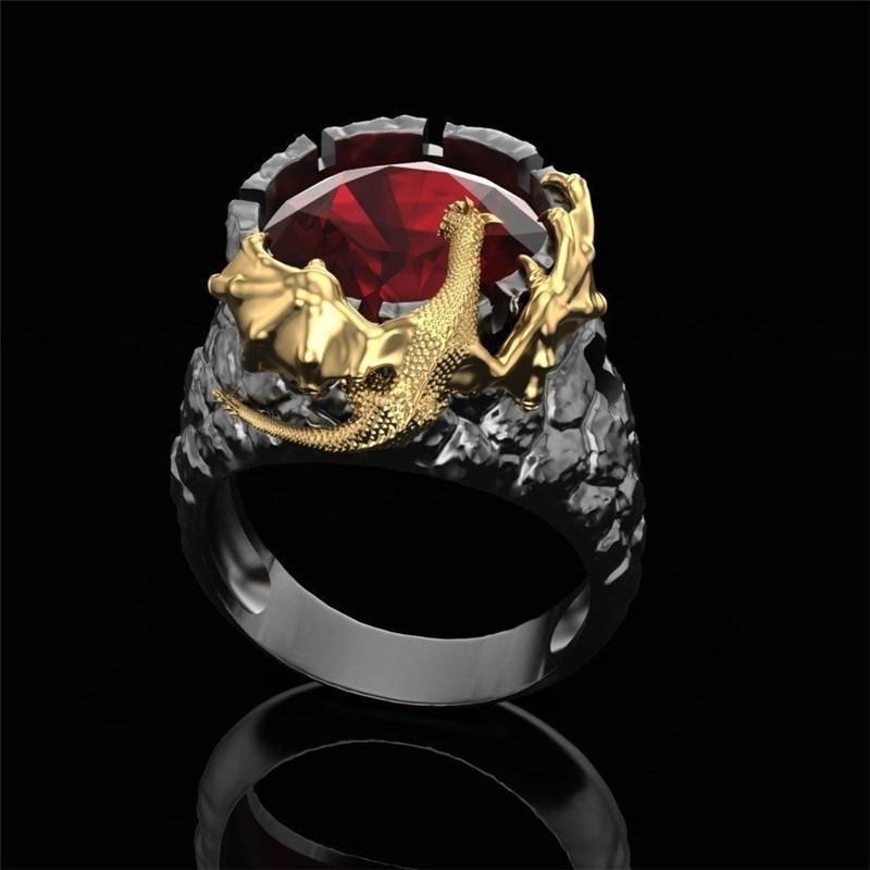 Изображение товара: Кольцо Milangirl мужское, с красным цирконием, черное, кольцо в стиле панк; Бижутерия