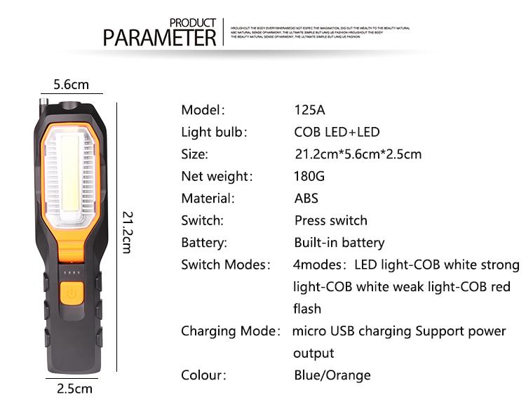 Изображение товара: 2022 светодиодный рабочий светильник, портативный USB Перезаряжаемый мощный выходной фонарик, гибкая магнитная лампа для осмотра, фонарик, аварийный свет