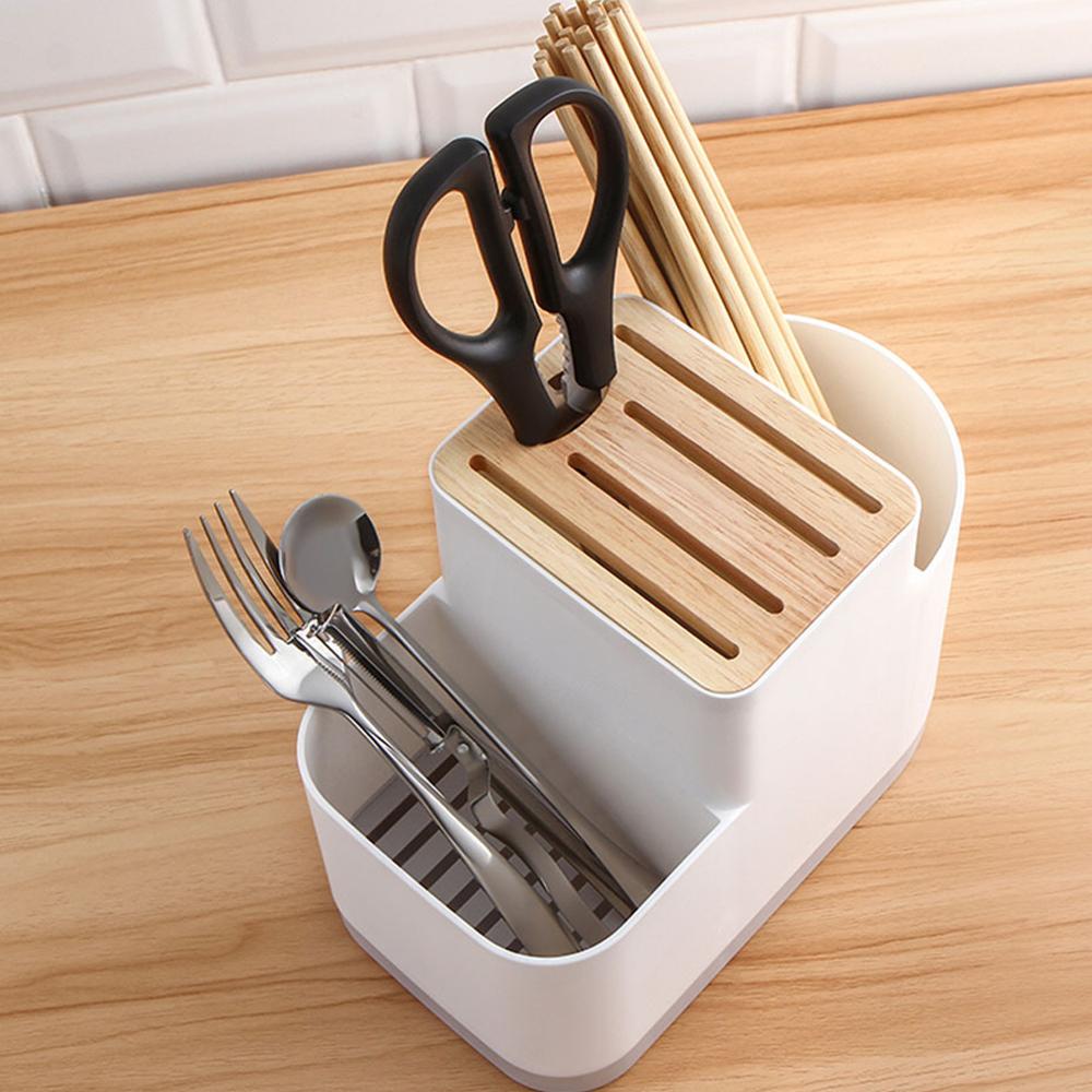 Изображение товара: Многофункциональная сушилка для столовых приборов и органайзер, держатель для кухонной утвари, подставка для ножа, магнитных ножниц