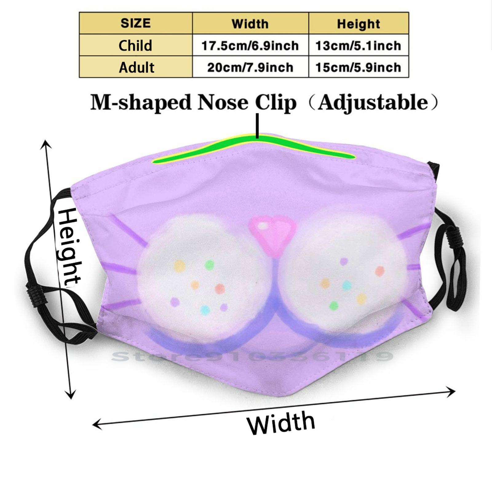 Изображение товара: Cat Mouth Mouth Print Reusable Mask Pm2.5 Filter Face Mask Kids Cat Mouth Cat Cute Kids Girls Boys Kitten Lisa Frank