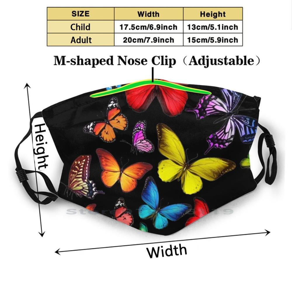 Изображение товара: Бабочки Дизайн Пылезащитный фильтр смываемая маска для лица дети красочные дешевые животные насекомые изображения милые фонекасы Чехлы Топы