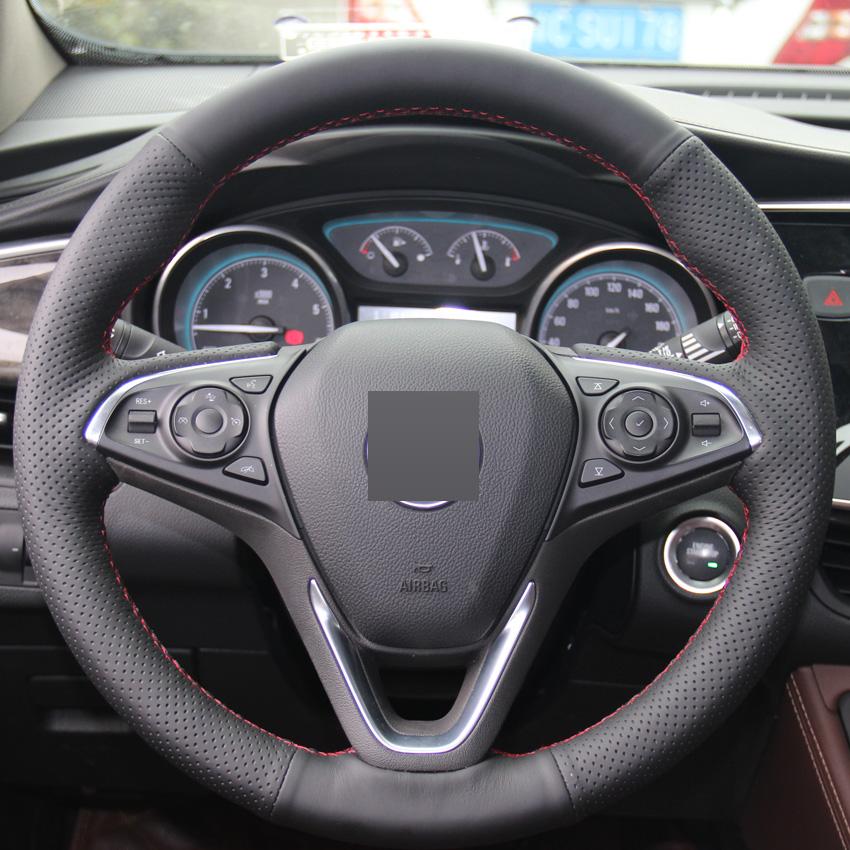 Изображение товара: Черная кожаная мужская прошитая вручную чехол рулевого колеса автомобиля для Buick Envision 2014 2015