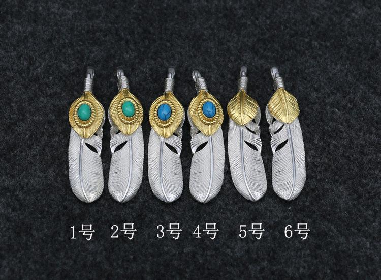 Изображение товара: Кулон в виде национального серебряного пера, индивидуальное бирюзовое ожерелье, кулон, цепочка на свитер