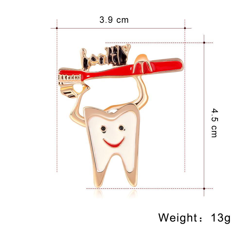 Изображение товара: Эмалированная брошь для зубной щетки, Женская Брошь из сплава золотого цвета, брошь для стоматолога, булавка, Новогодние аксессуары, подарки AL651
