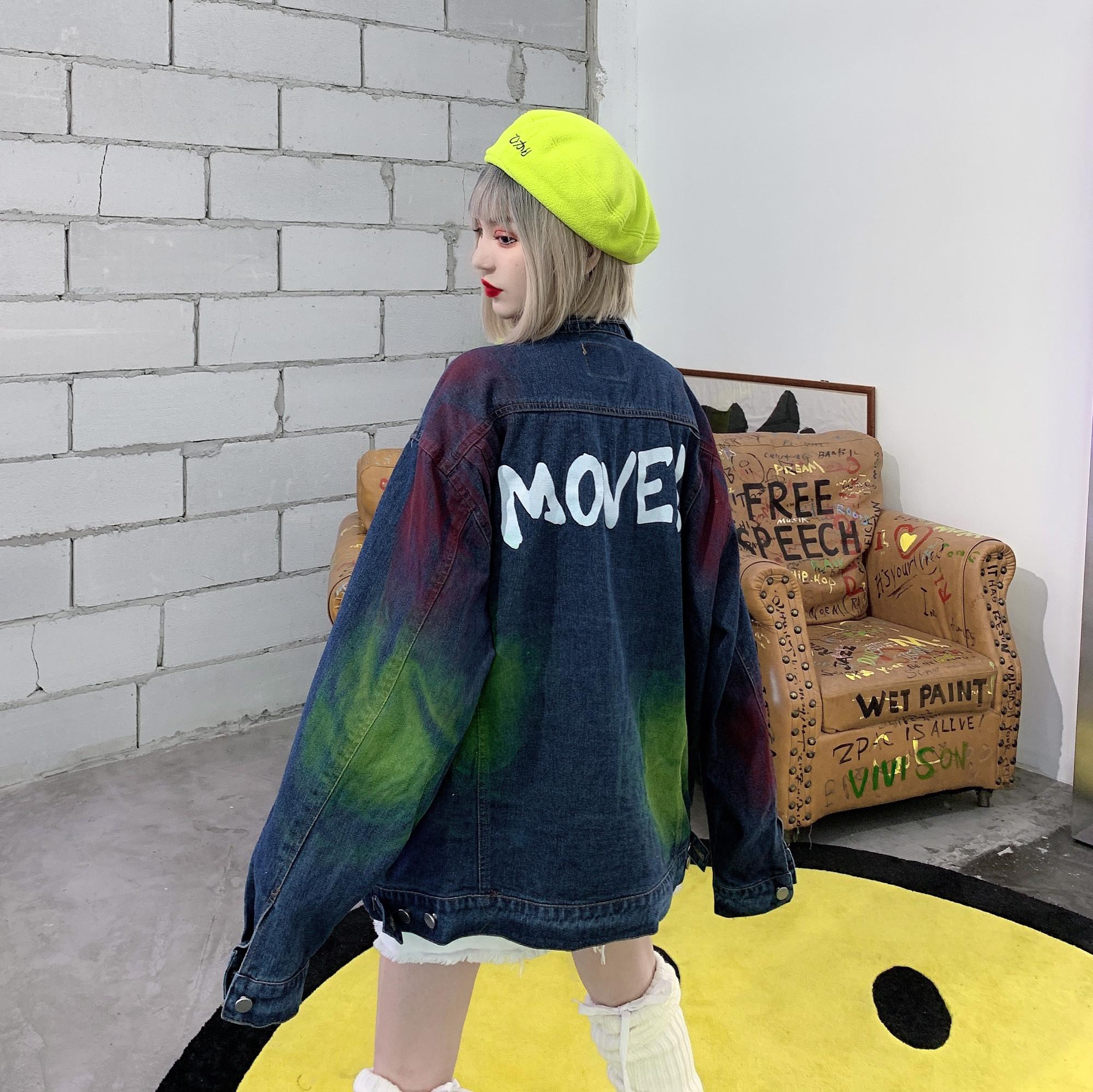 Изображение товара: Мужская и женская джинсовая куртка, уличная свободная потертая куртка в стиле хип-хоп, модель 2021 года, 2021