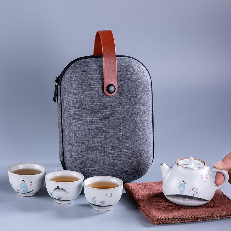Изображение товара: Набор керамических чайных кружек Ruyao Express, для путешествий, один горшок, три чашки кунг-фу, офисные деловые подарки