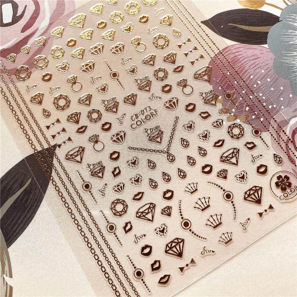 Изображение товара: CB-013-045-081, алмазная геометрическая форма, 3D наклейка на тыльную сторону, наклейка для ногтей, украшение для ногтей, инструмент для дизайна ногтей, украшение для ногтей