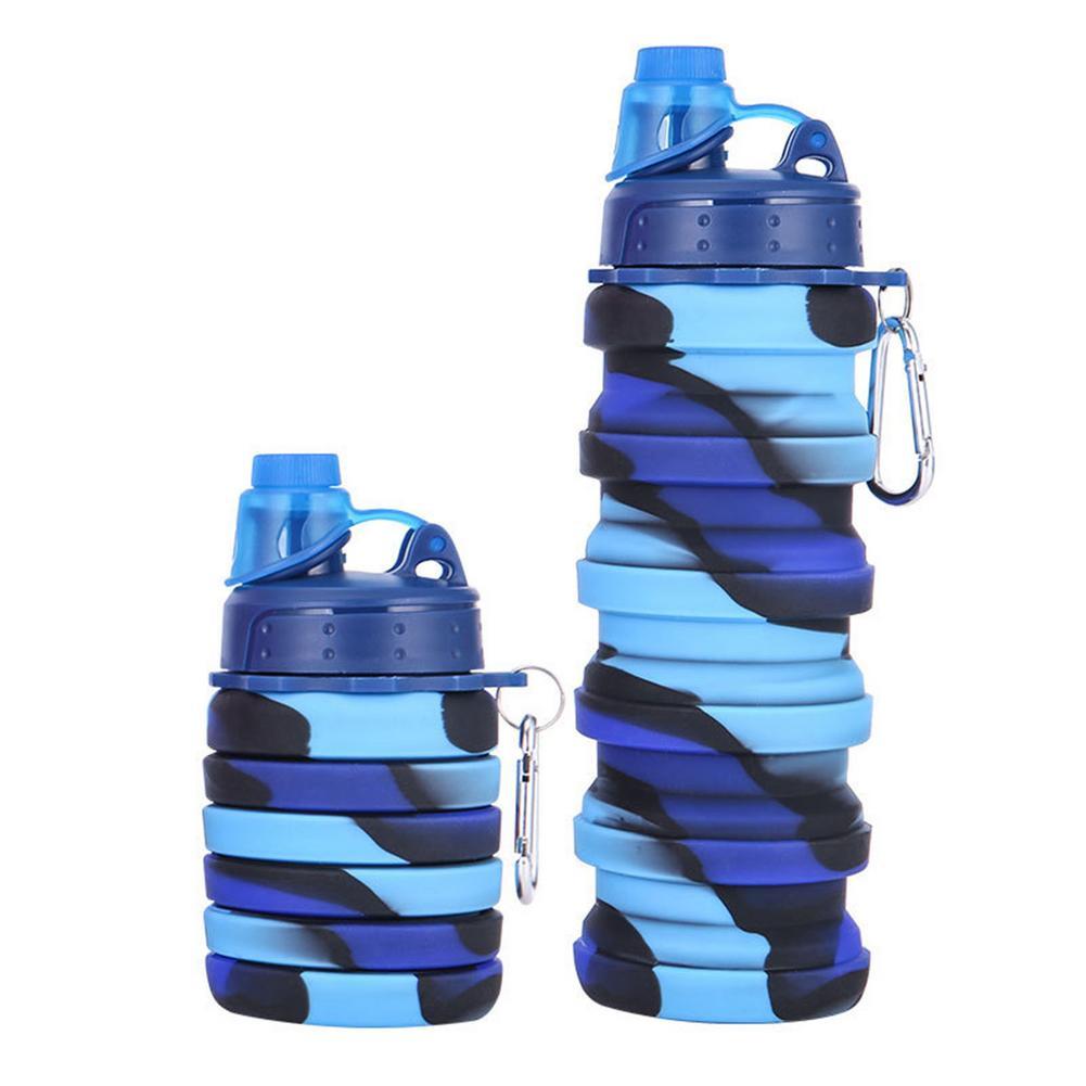 Изображение товара: 500 мл камуфляжная складная бутылка для воды, многоразовая мягкая фляжка из бисфенола А, портативная дорожная силиконовая бутылка для напитков бесплатно