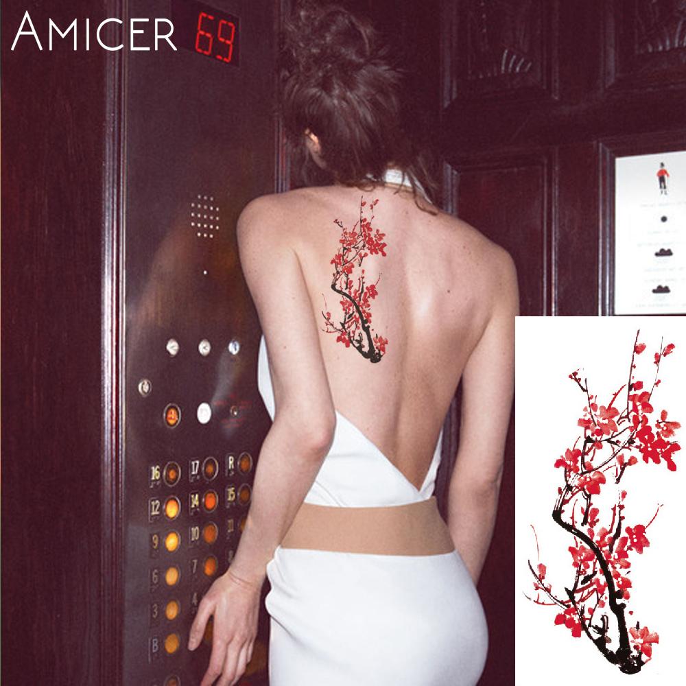 Изображение товара: 3D реалистичные вишневые цветы розы большие цветы Татуировка непромокаемая Временная татуировки женские флеш-татуировки Татуировка на руку, плечо наклейки