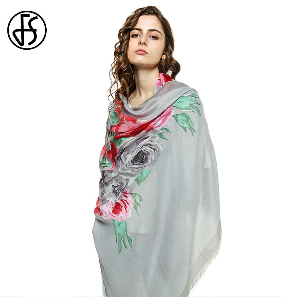 Изображение товара: FS Мода индийские платки шарф цветочный принт хлопок Шелковый головной шарфы для женщин уличная дамы платки хиджаб с кисточкой женщин 2019