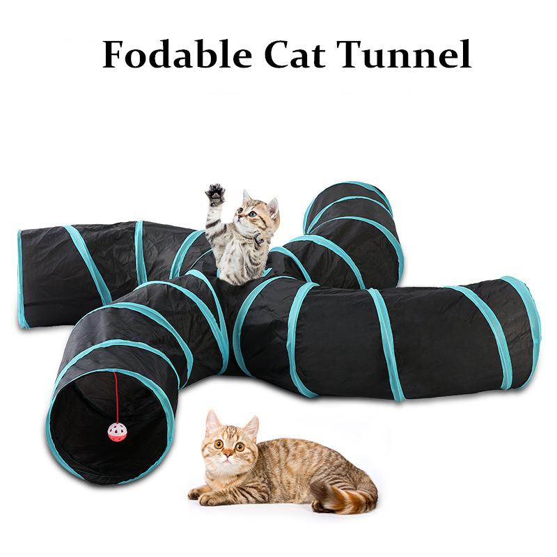 Изображение товара: Складной туннель для домашних животных, игрушка с 5 отверстиями, комнатная и уличная игрушка для обучения кошек, кроликов, животных, Интерактивная игрушка-трубка