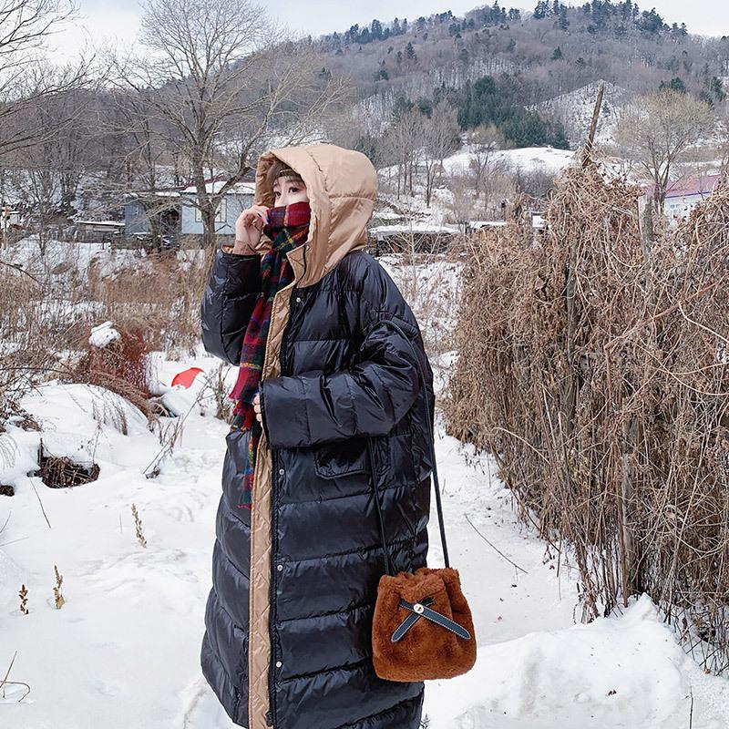 Изображение товара: Новая зимняя приталенная темпераментная длинная пуховая куртка выше колена для женщин тонкое теплое белое пуховое пальто