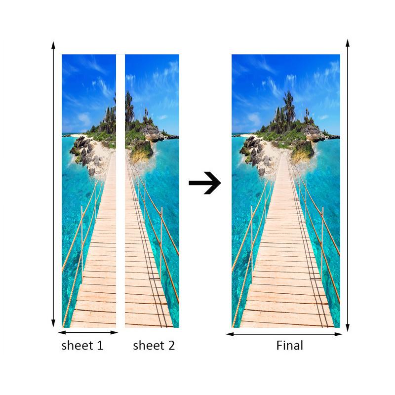 Изображение товара: 3D наклейка на дверь, морской остров, Настенная Наклейка «сделай сам», самоклеящаяся Водонепроницаемая настенная наклейка, домашнее украшение, дверь, настенная бумага, наклейка для гостиной