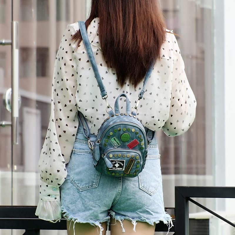 Изображение товара: SHEE multifunction Leather badge Backpacks for women travel backpack Mini school bags for teenage girls female Backpacks