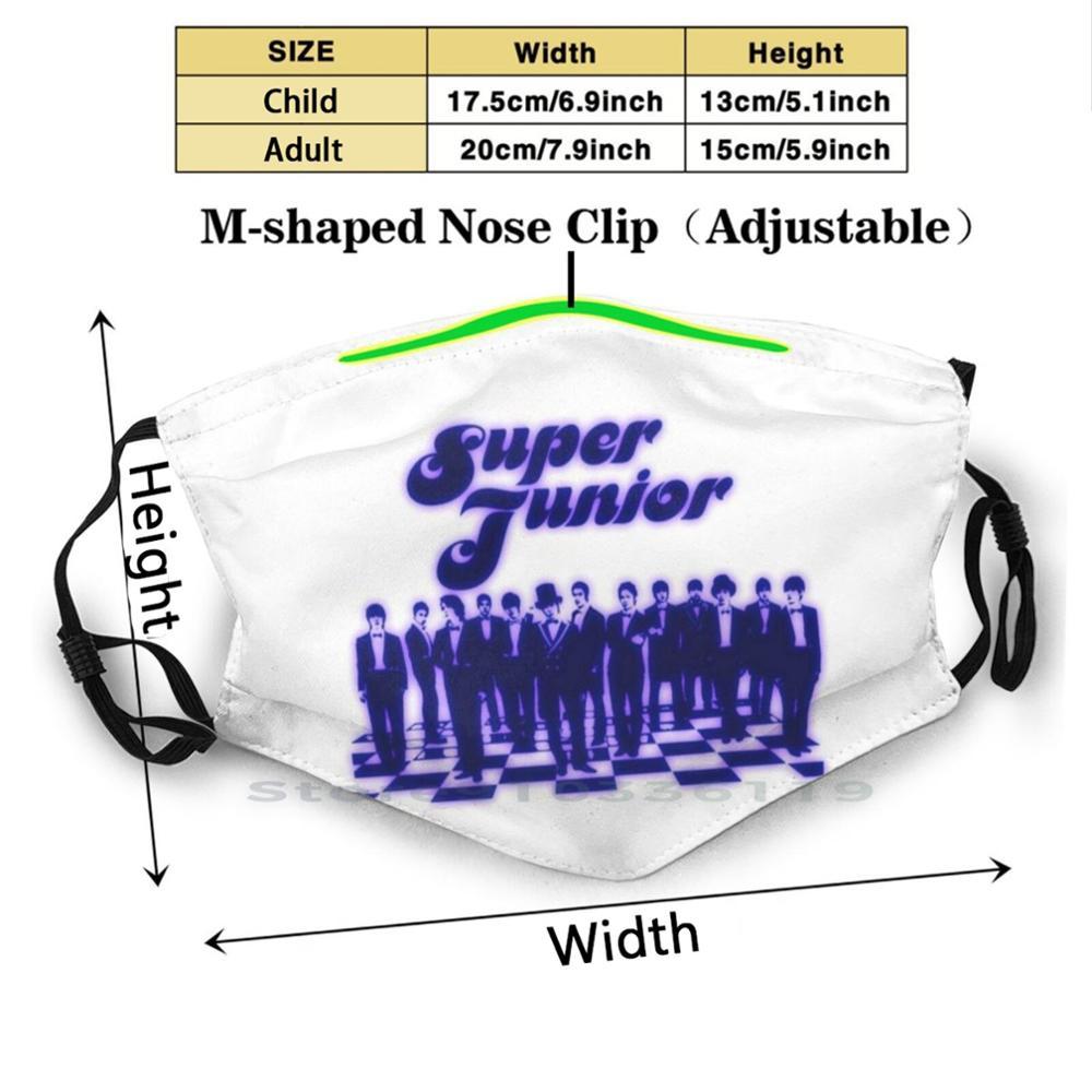 Изображение товара: Супер младшая K - Pop многоразовая маска с фильтром Pm2.5 «сделай сам», детская супер младшая Популярная Корейская Leeteuk Heechul Yesung Kangin