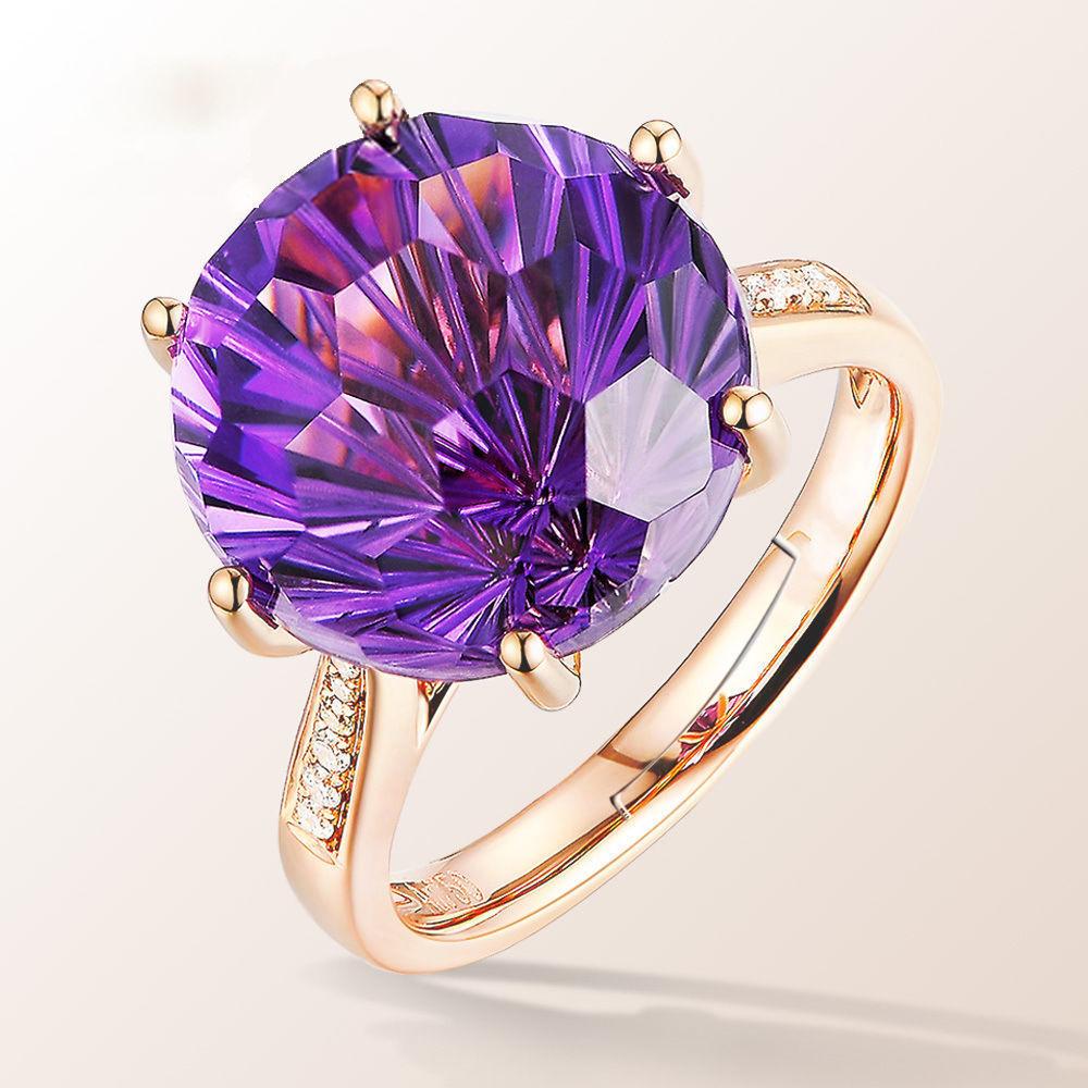 Изображение товара: Exquisite Korean Style Six Claw Opening Ring Big Purple Austrian Crystal Rings For Women Wedding Party Fashion Jewelry K5T763
