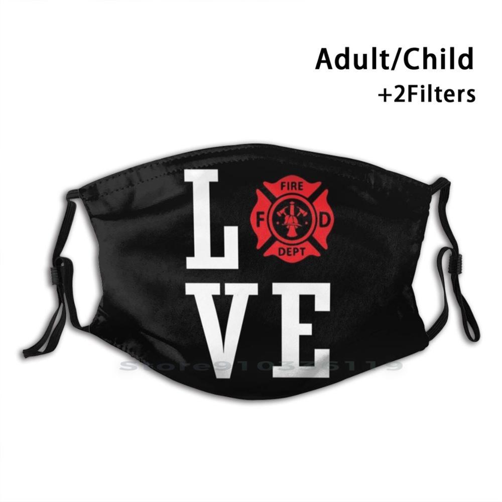 Изображение товара: Любовь пожарную службу печати многоразовый Pm2.5 фильтр DIY маска для лица для детей, пожаро-пожарный флаг пожарную службу Hero