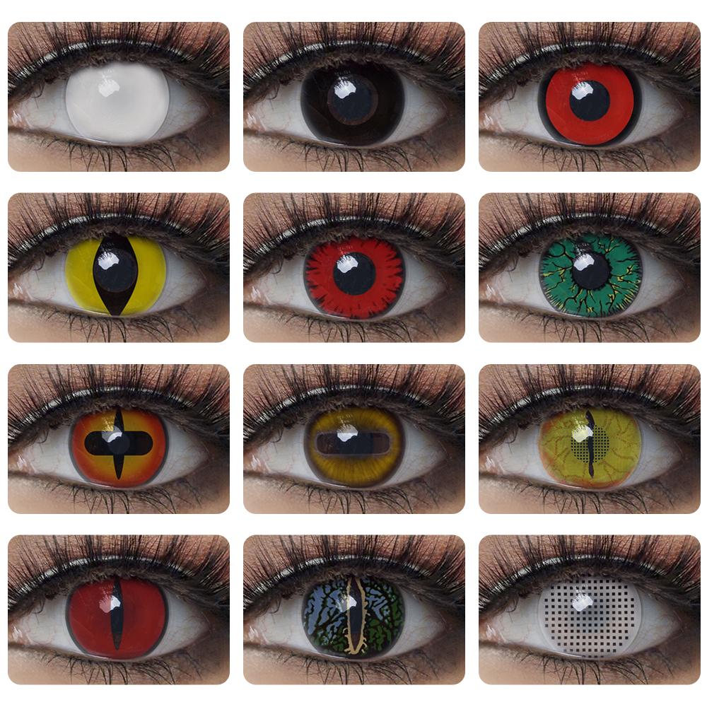 Изображение товара: 1 пара контактных линз для косплея аниме цветные линзы для глаз Хэллоуин разноцветные контактные линзы годовые линзы белые черные красные линзы