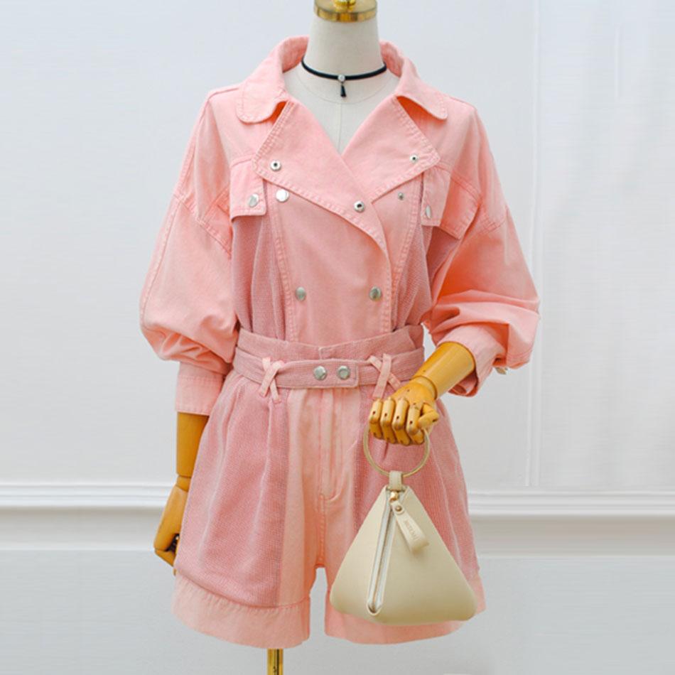Изображение товара: Женский комплект из двух предметов, розовый свободный пиджак и шорты с высокой талией, повседневный праздничный костюм из двух предметов, брюки в уличном стиле, весна 2022