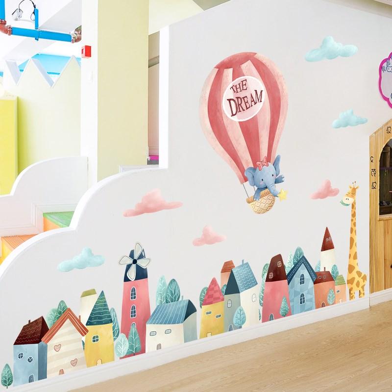 Изображение товара: DIY животные наклейки на стену воздушный шар для мальчиков и девочек, декор для детской комнаты, эстетические детские обои для спальни, украшения дома, наклейки, плакат