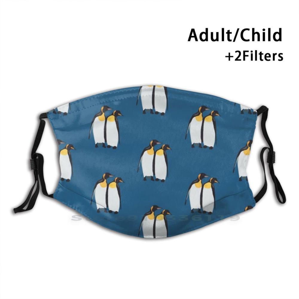 Изображение товара: Пингвины синяя печать многоразовые Pm2.5 фильтр DIY рот Маска Дети Пингвин Пингвины отношения цели