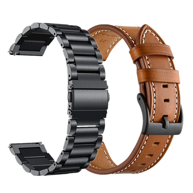 Изображение товара: Ремешок из нержавеющей стали и кожи для наручных часов Samsung Galaxy Watch active 2 44 мм 40 мм, 42 мм Gear s2
