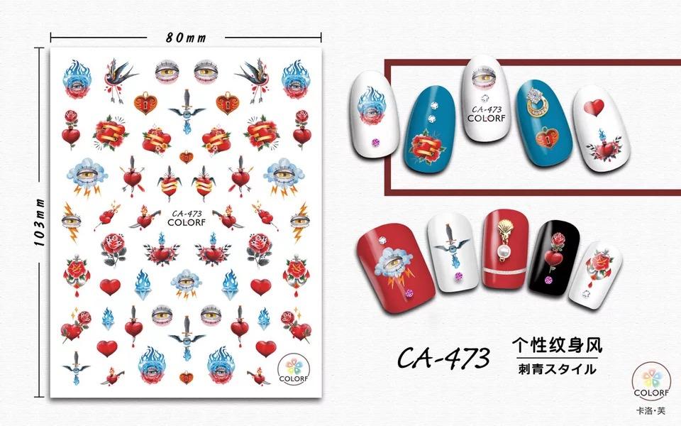 Изображение товара: 3d наклейки для дизайна ногтей, наклейки для ногтей, CA-473 дизайнов, украшения для стразы, экспорт из Японии