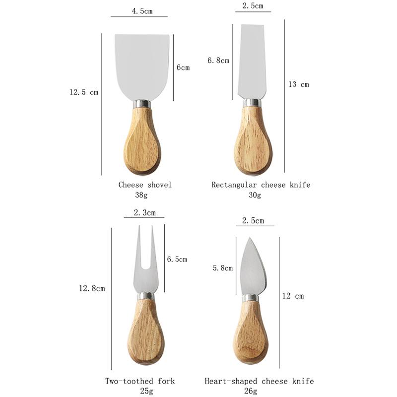 Изображение товара: 4 шт./компл. набор деревянных ручек бард набор дубовый бамбуковый нож для резки сыра Набор для резки кухонных cheedse Cutter полезные инструменты для приготовления пищи