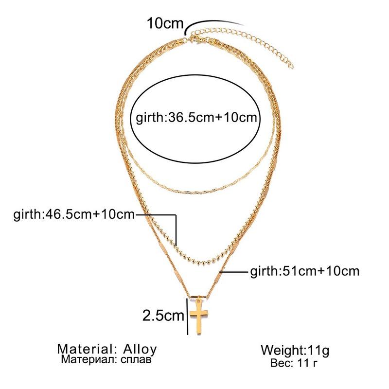 Изображение товара: Простые ожерелья с крестом HebeDeer для влюбленных, Трендовое винтажное ожерелье серебряного цвета для девушек, многослойная цепочка, женские ожерелья