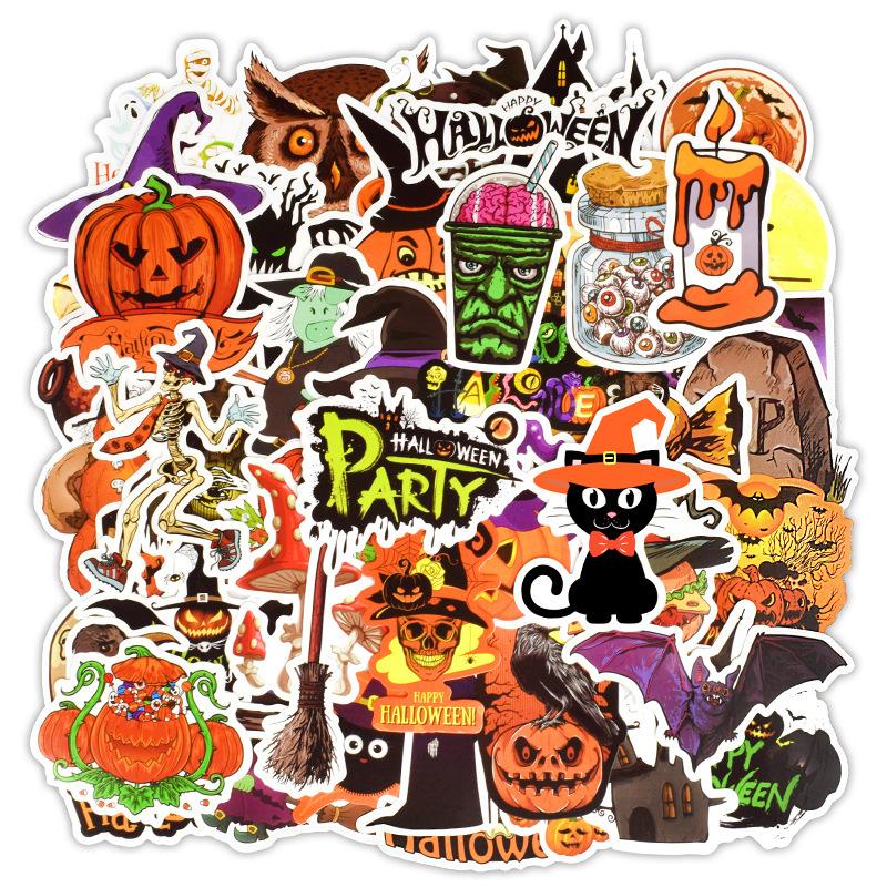 Изображение товара: 50 шт., наклейки на Хэллоуин, s, ужас, летучая мышь, призрак, демон, украшение, наклейки для скрапбукинга, автомобиля, ноутбука, багажа, скейтборда