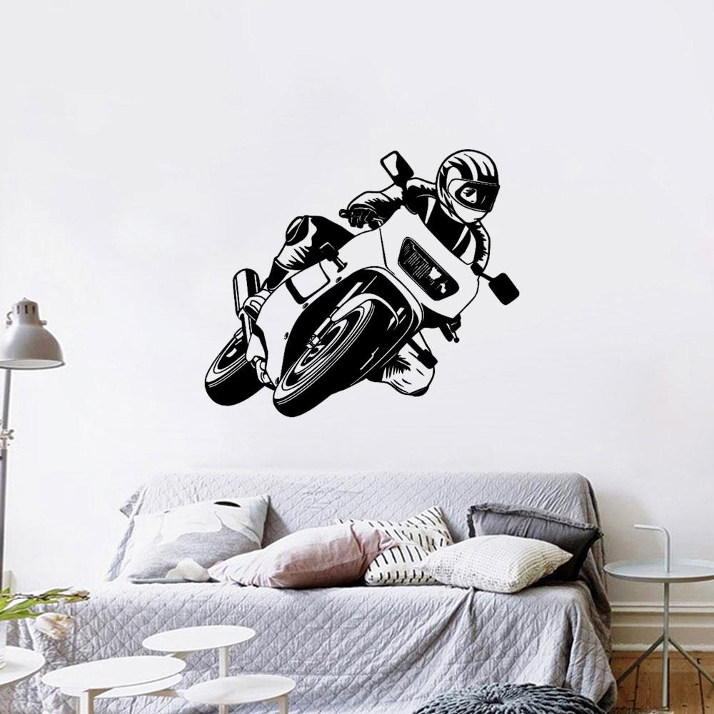 Изображение товара: Гоночный водитель Мотоцикл Наклейка на стену автомобиль наклейка плакаты виниловый Настенный декор Настенная Наклейка Autobike гоночные наклейки CX572