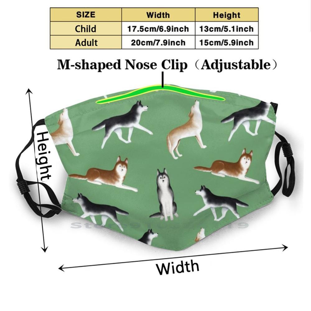 Изображение товара: Рисунок хаски (зеленый фон) многоразовая маска для лица с фильтрами для детей сибирская Хаски сибирская хаски собака собаки животное
