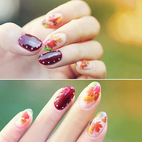 Изображение товара: 1 Sheet Maple Leaf Flower  Manicure Nail Art Decal Stickers Tips Decoration Fashion Nice Leaves Butterfly Nail Stickers