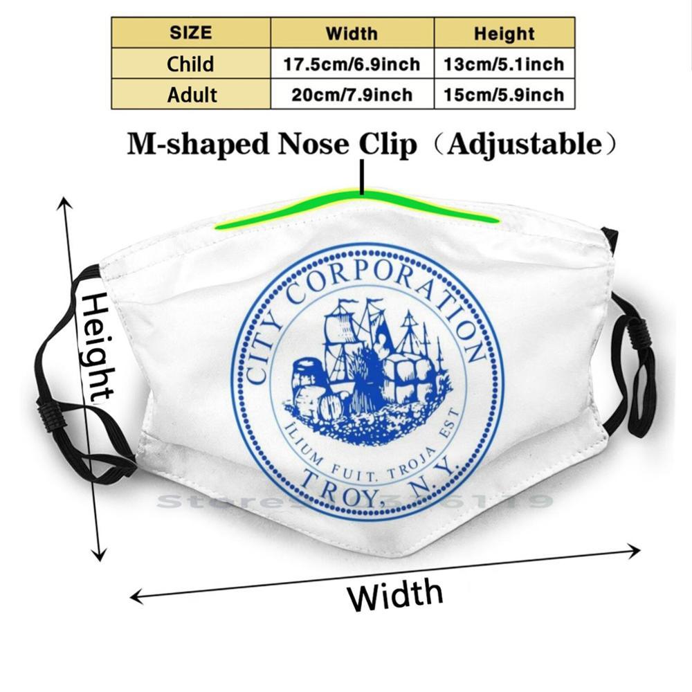 Изображение товара: Seal Of Troy , New York Reusable Mouth Face Mask With Filters Kids Ny City Empire State Seal Troy New York Albany Schenectady