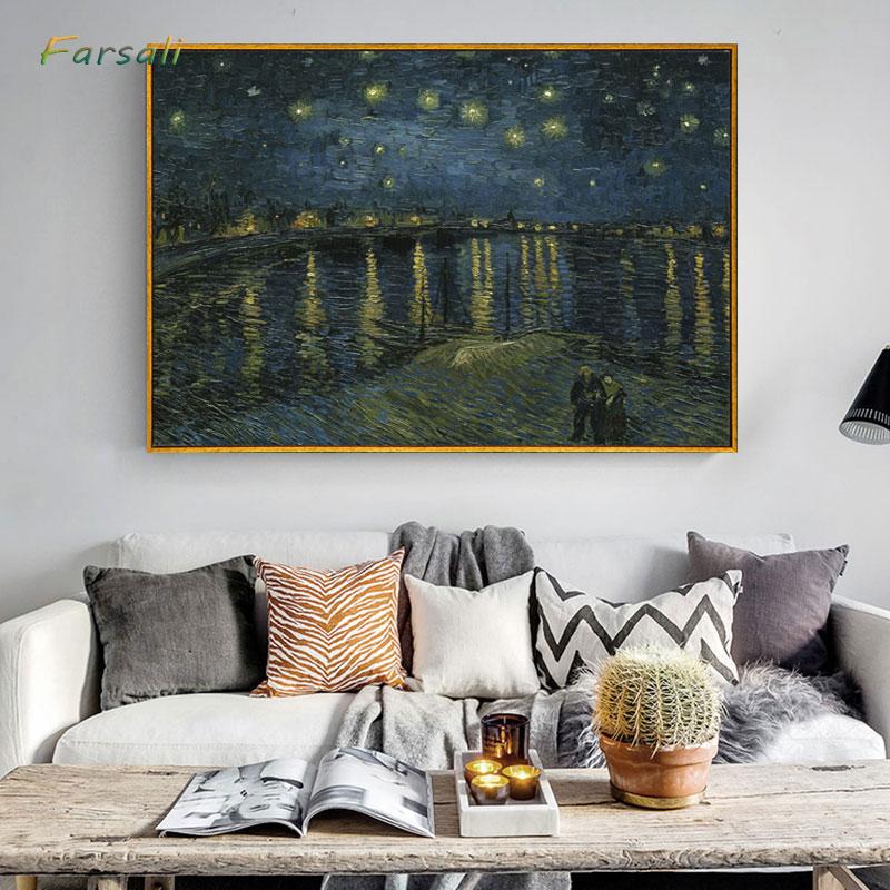 Изображение товара: Ван Гог Звездная ночь абстрактный пейзаж холст плакат знаменитый классический настенный художественный принт декоративная картина современный декор для гостиной