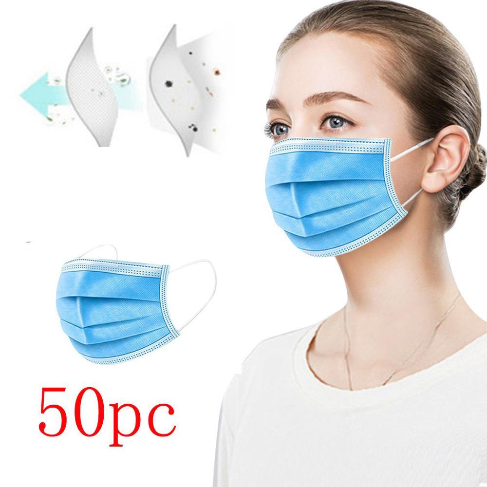 Изображение товара: Маска 3-слойная для защиты от пыли маски одноразовые маски для лица эластичная Ушная петля одноразовая Пылезащитная маска с фильтром против пыли