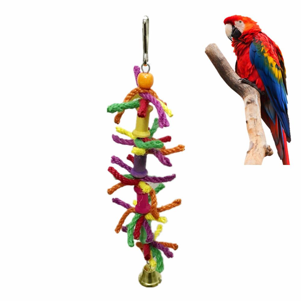 Изображение товара: Игрушечный попугай, веревка для жевания для домашних питомцев, забавная устойчивая к укусам цветная веревка, креативная интерактивная игрушка для птиц в виде когтей