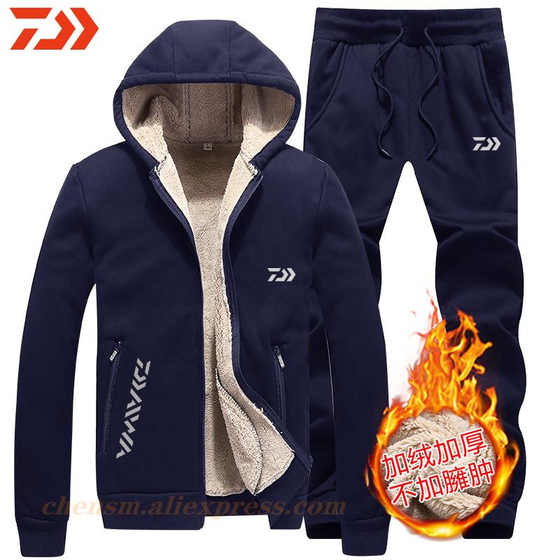 Изображение товара: 2021 DAIWA Dawa флисовый комплект одежды для рыбалки осень зима уличные спортивные костюмы походная Рыбалка рубашка и штаны мужская куртка для рыбалки