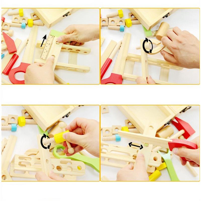 Изображение товара: Ящик для инструментов с ручкой деревянные детские игрушки, обучающий Деревянный инструмент, винт для игрушки, садовые Игрушки для мальчиков