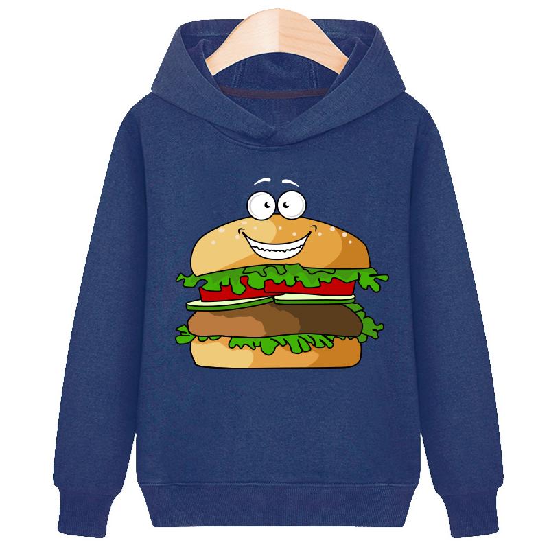 Изображение товара: Толстовки с капюшоном для мальчиков и девочек, с принтом гамбургеров