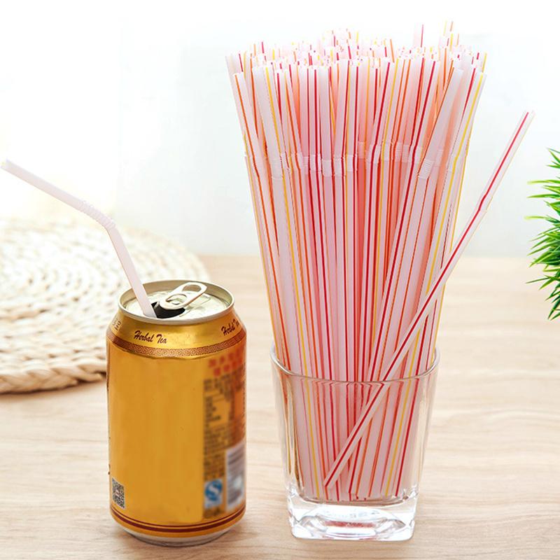Изображение товара: 100Pcs Disposable Straws Flexible Plastic Straws Striped Multi Colored Rainbow Drinking Straws Bendy Straw Bar Accessories