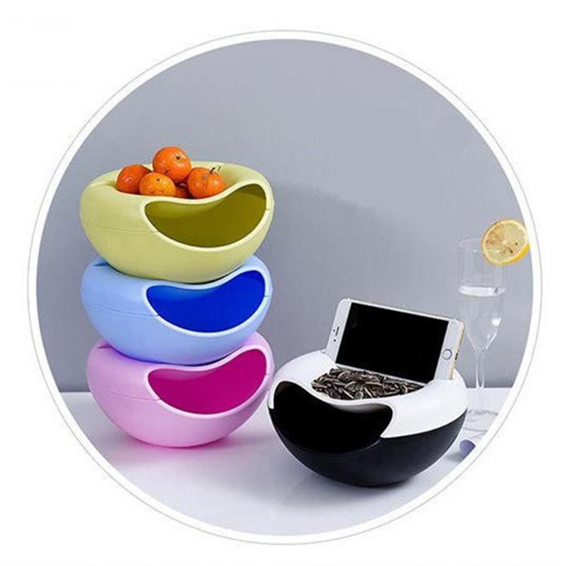 Изображение товара: Креативная миска, двухслойный контейнер для сухих фруктов, закусок, семян, контейнер для телефона, пластиковая коробка для хранения, органайзер для ювелирных изделий